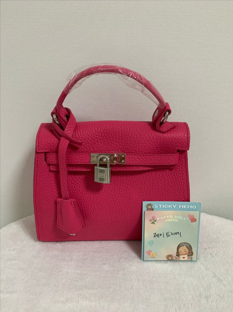 (미사용)에르메스 스타일 핑크 여성 가죽가방 숄더백 크로스백--0