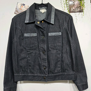 페라가모 블랙 데님 숏 자켓