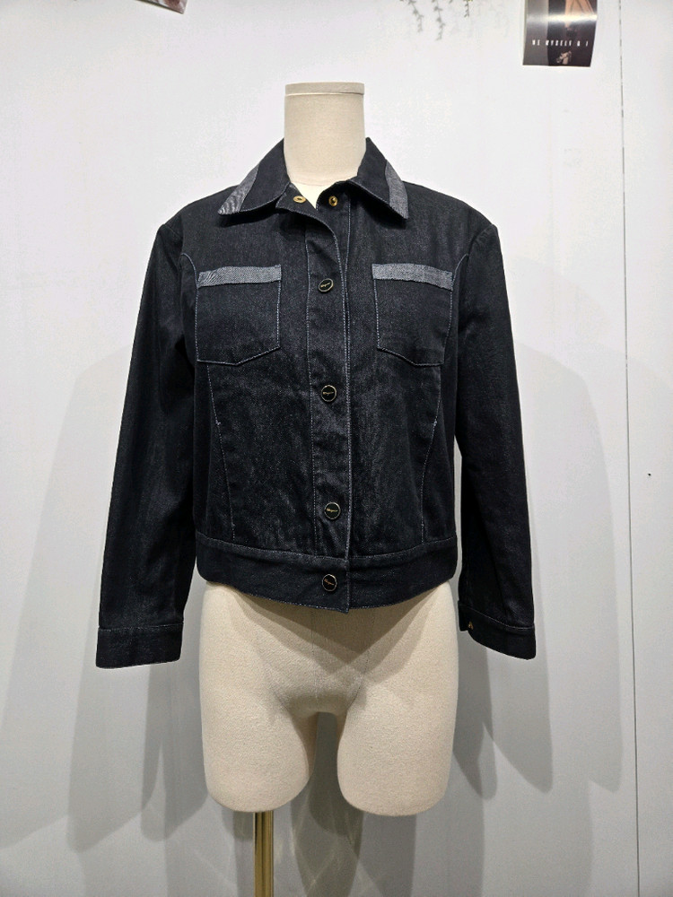 페라가모 블랙 데님 숏 자켓--2