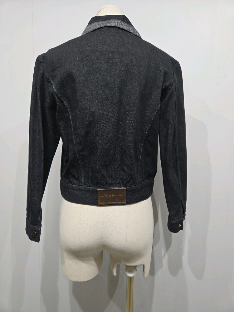 페라가모 블랙 데님 숏 자켓--3