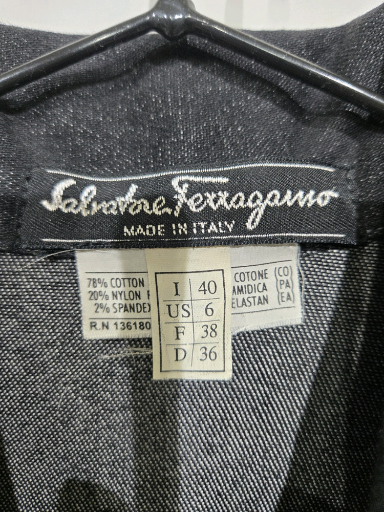 페라가모 블랙 데님 숏 자켓--4