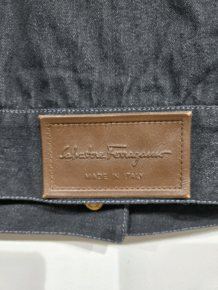 페라가모 블랙 데님 숏 자켓--7