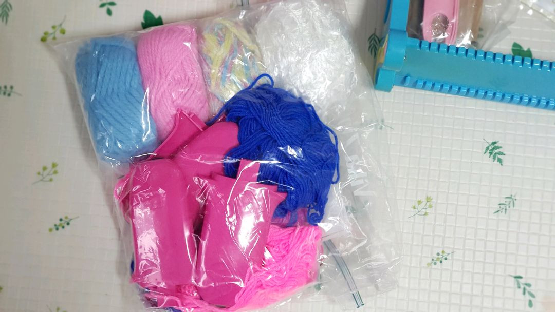 (미사용) 뜨개질 링 & 위빙 룸 세트 + 실 - 뜨개기계 2종 일괄--3