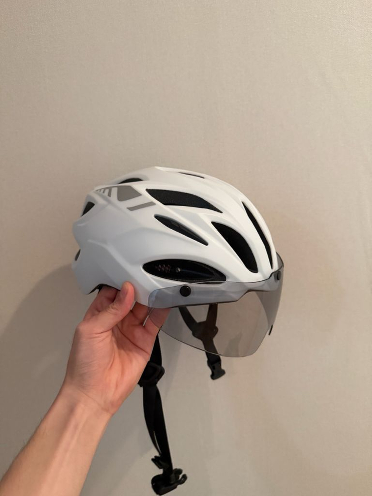 카부토 비트 매트 화이트 자전거 헬멧 고글 탈부착 가능 이미지