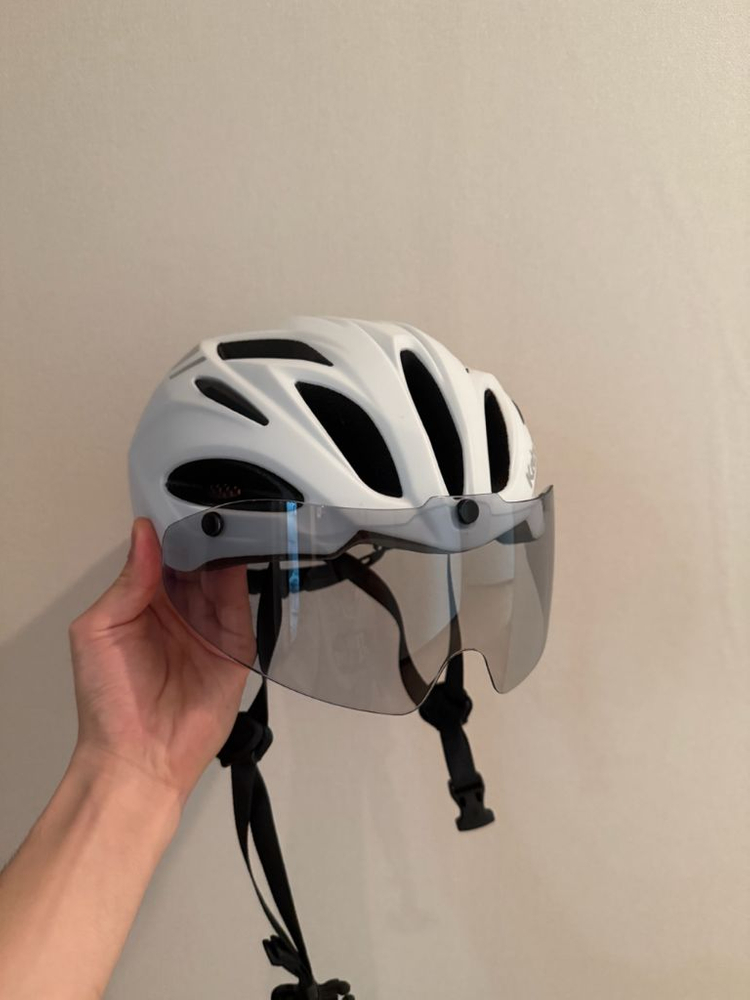 카부토 비트 매트 화이트 자전거 헬멧 고글 탈부착 가능 이미지