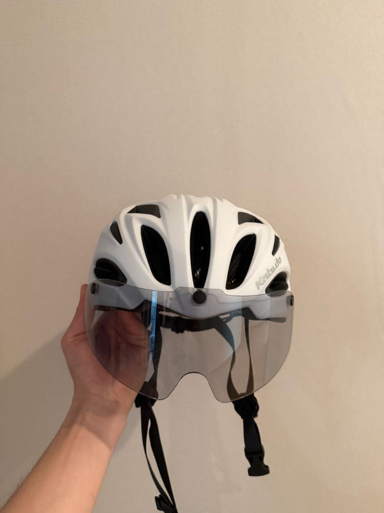 카부토 비트 매트 화이트 자전거 헬멧 고글 탈부착 가능 이미지