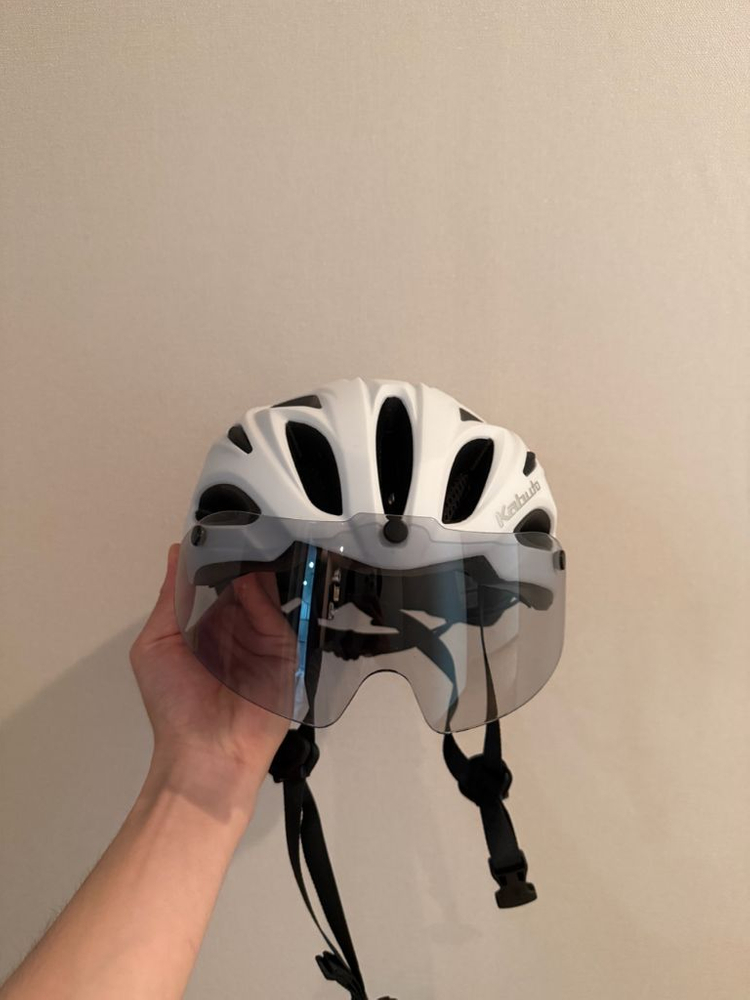 카부토 비트 매트 화이트 자전거 헬멧 고글 탈부착 가능 이미지