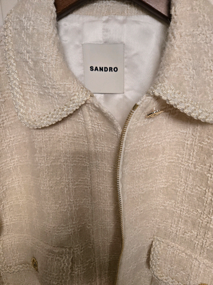 Sandro 24 산드로 아이보리 트위드 자켓--2