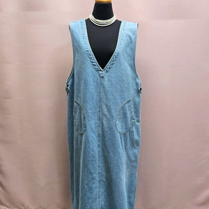 양브이 데님 뷔스티에 롱원피스