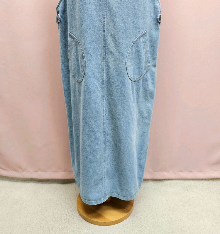 양브이 데님 뷔스티에 롱원피스--3