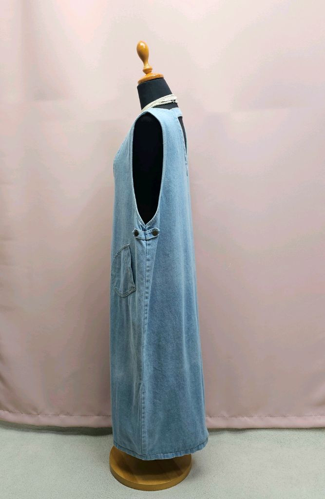 양브이 데님 뷔스티에 롱원피스--4