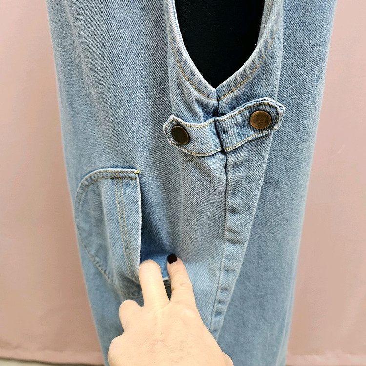 양브이 데님 뷔스티에 롱원피스--5