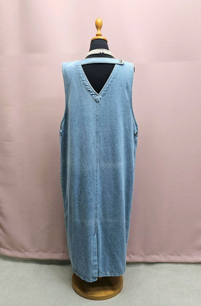 양브이 데님 뷔스티에 롱원피스--6