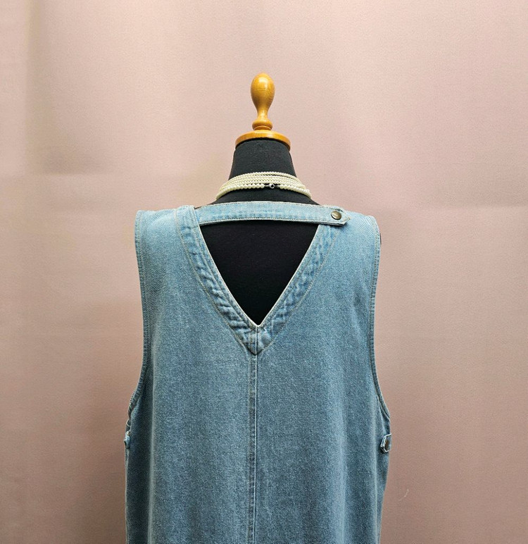 양브이 데님 뷔스티에 롱원피스--7