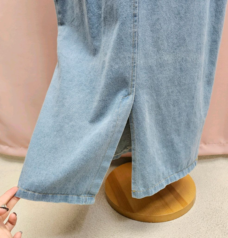 양브이 데님 뷔스티에 롱원피스--8