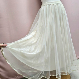 투웨이 청순 튤 플리츠 롱스커트