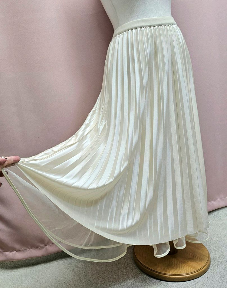 투웨이 청순 튤 플리츠 롱스커트--1