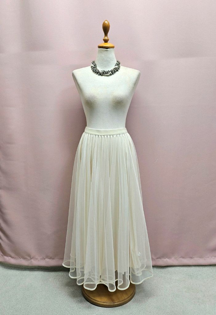 투웨이 청순 튤 플리츠 롱스커트--3