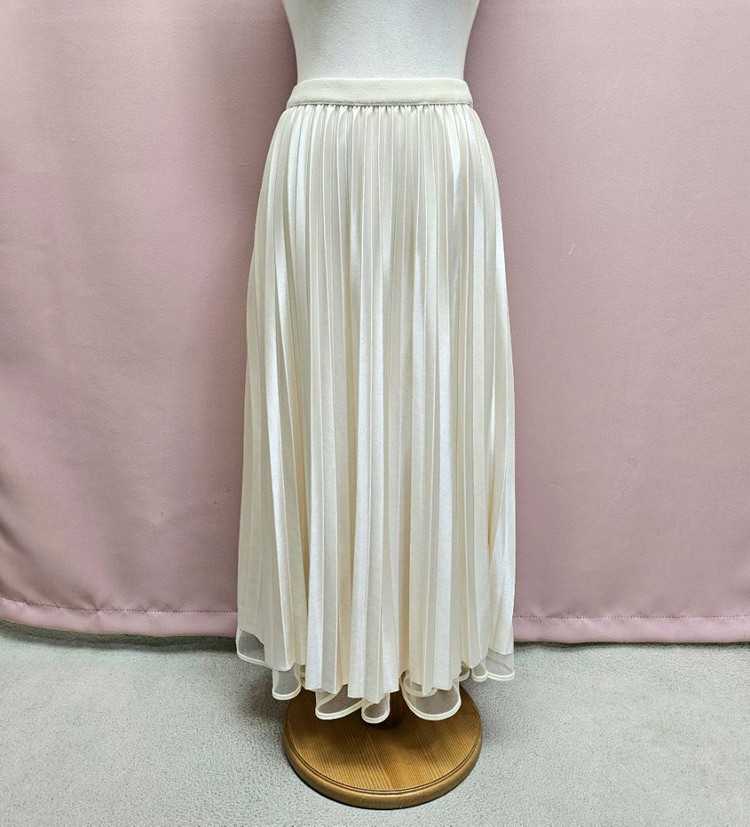 투웨이 청순 튤 플리츠 롱스커트--4