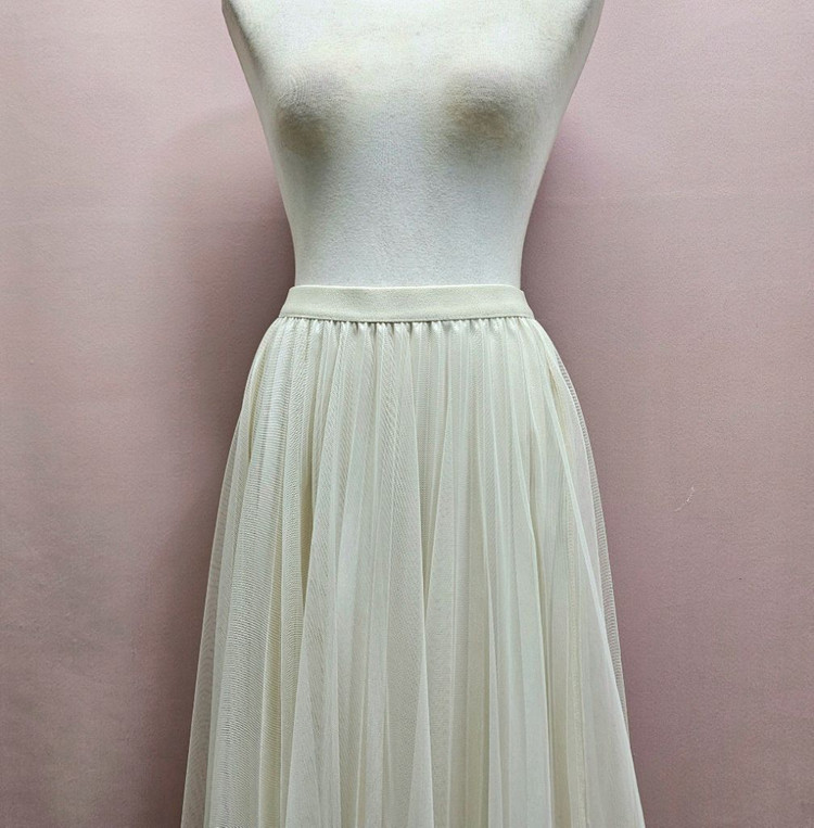 투웨이 청순 튤 플리츠 롱스커트--5