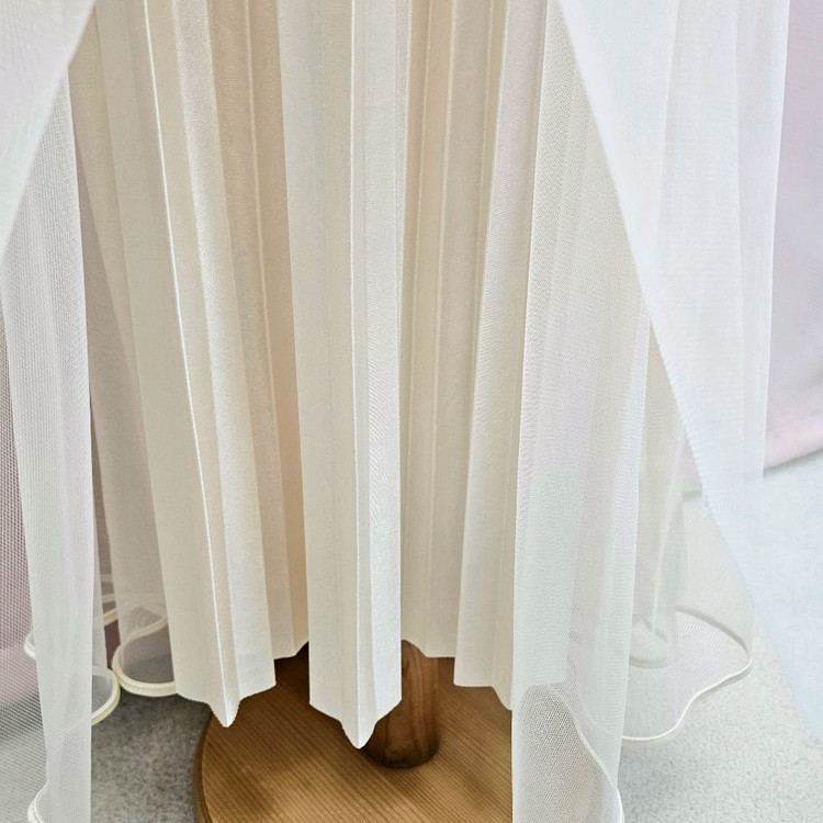 투웨이 청순 튤 플리츠 롱스커트--7