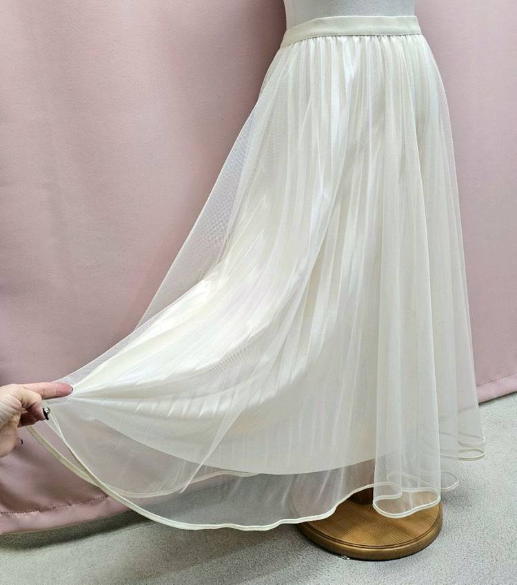 투웨이 청순 튤 플리츠 롱스커트--9