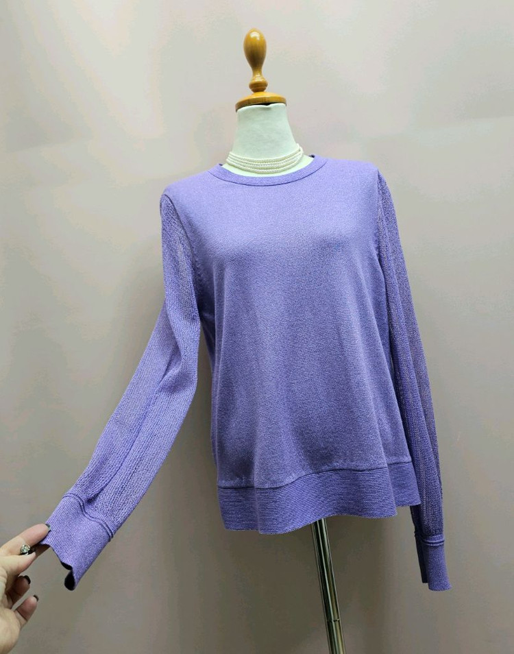 케이수 펄보라 망사소매 니트--1