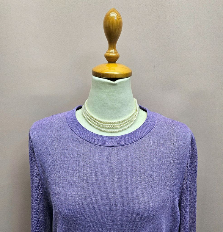 케이수 펄보라 망사소매 니트--3