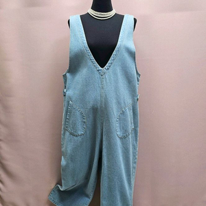 큐티 양브이 데님 점프수트