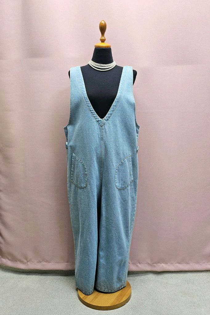 큐티 양브이 데님 점프수트--1