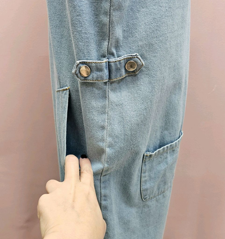 큐티 양브이 데님 점프수트--5