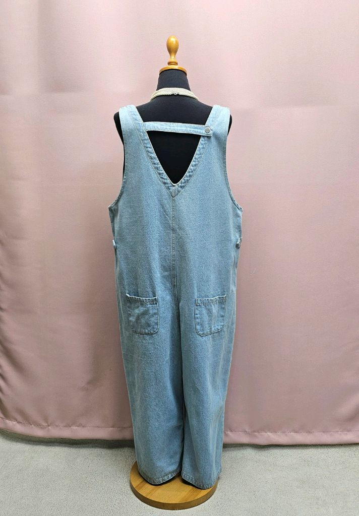 큐티 양브이 데님 점프수트--6