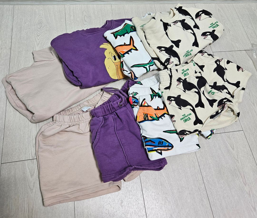 미니로디니 범고래 / 리미떼두두 상하복 / 자라 키즈 상하복 등 상하복 4종 일괄 ( 110정도 사이즈--0