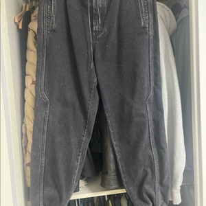 준지 22ss 블랙 디테일 조거 트랙 데님 팬츠 48Size