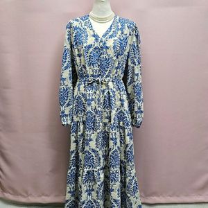 에스닉 블루 스트링 롱원피스