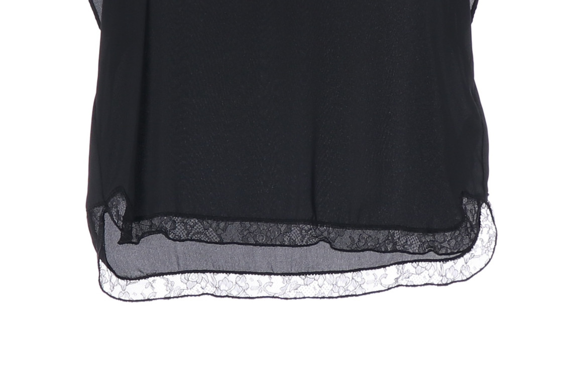 ZARA 블랙 레이스 레이어드 브이넥 루즈핏 반팔 블라우스 M 이미지