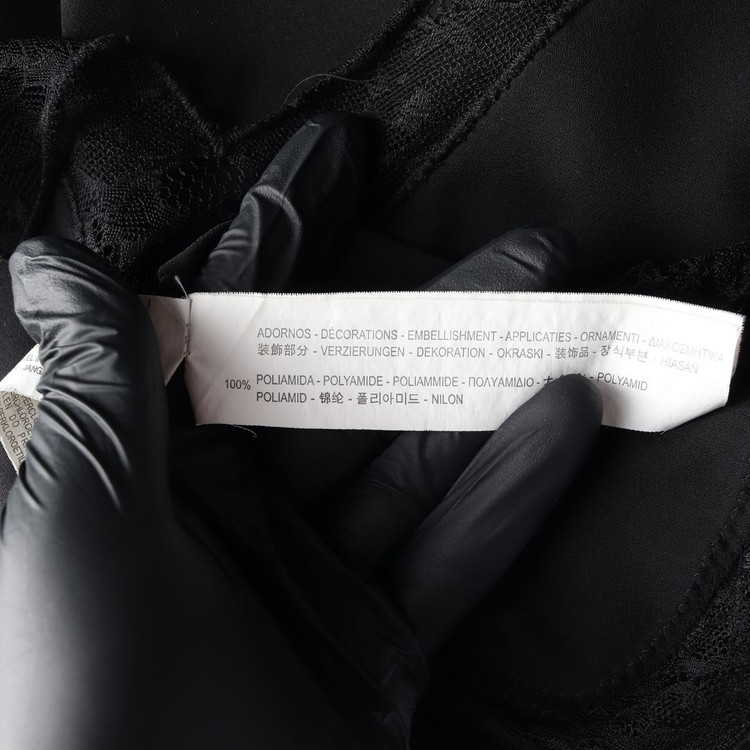 ZARA 블랙 레이스 레이어드 브이넥 루즈핏 반팔 블라우스 M 이미지