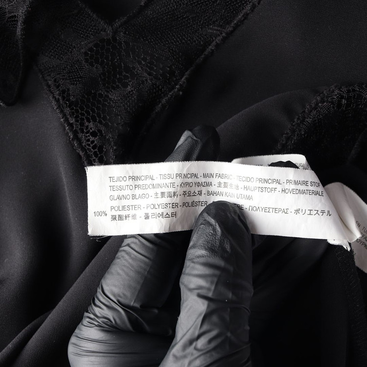 ZARA 블랙 레이스 레이어드 브이넥 루즈핏 반팔 블라우스 M 이미지