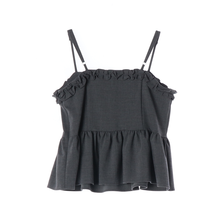 틸아이다이 25FW 그레이 프릴 포인트 뷔스티에 슬리브리스 블라우스 이미지