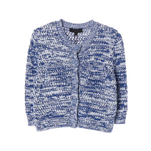 (새상품)ZARA 자라 블루 화이트 라운드 니트 가디건 S