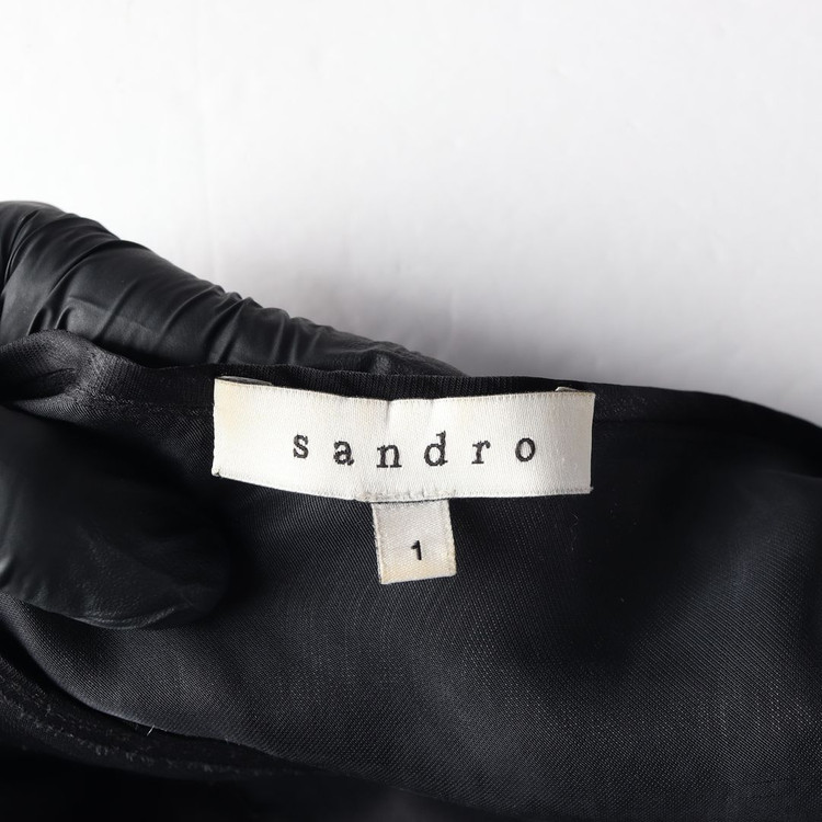 산드로 블랙 코튼 라운드 루즈핏 롱 블라우스 미니 원피스--4