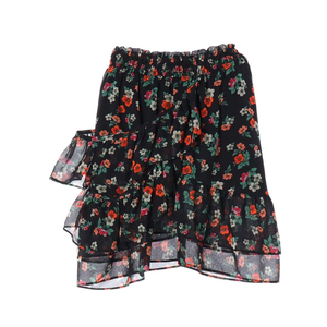 MAJE 마쥬 블랙 레드 플로럴 밴딩 쉬폰 스커트 치마 이미지