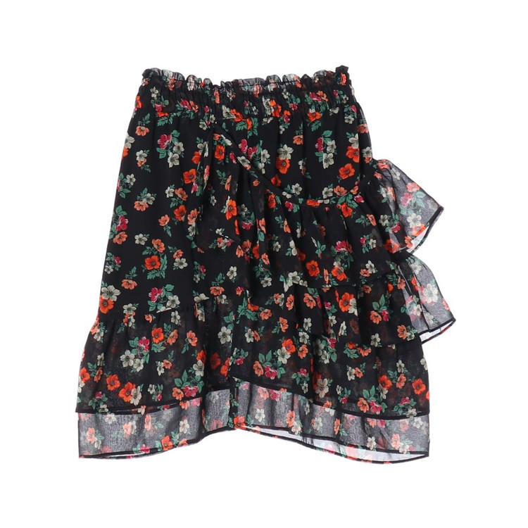 MAJE 마쥬 블랙 레드 플로럴 밴딩 쉬폰 스커트 치마 이미지