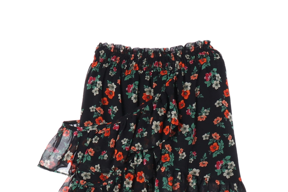MAJE 마쥬 블랙 레드 플로럴 밴딩 쉬폰 스커트 치마 이미지