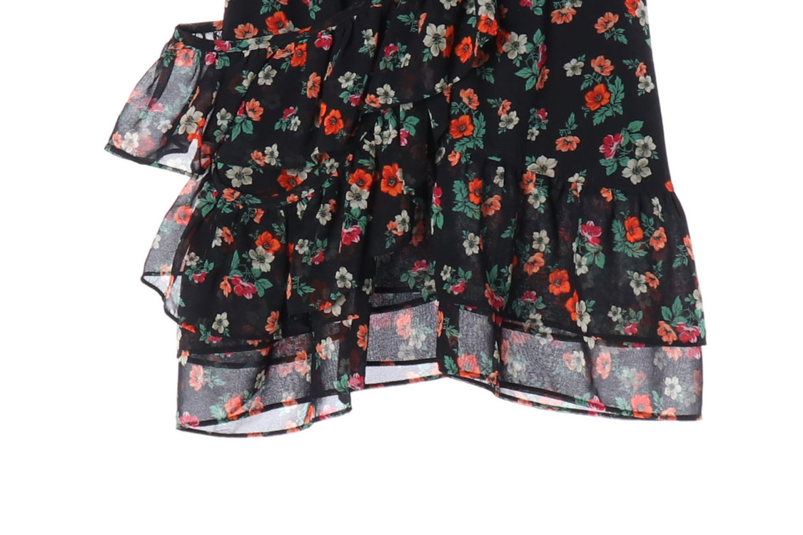 MAJE 마쥬 블랙 레드 플로럴 밴딩 쉬폰 스커트 치마 이미지