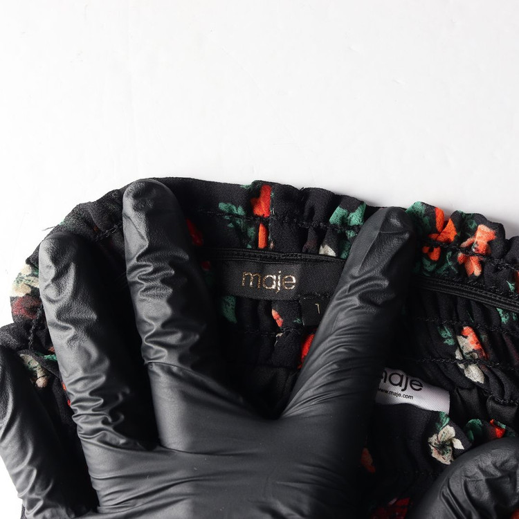 MAJE 마쥬 블랙 레드 플로럴 밴딩 쉬폰 스커트 치마 이미지