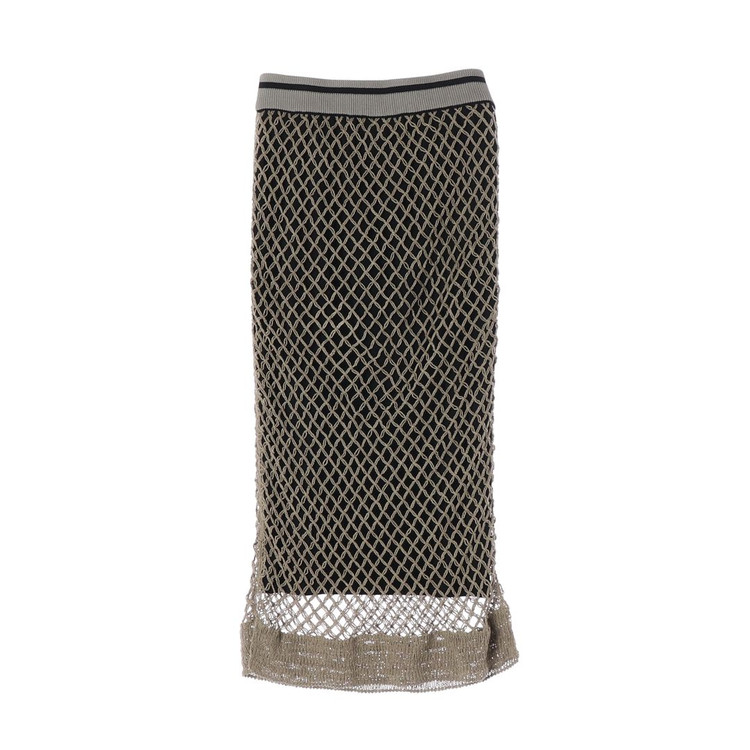 랑방 컬렉션 블랙 베이지 그물망 메쉬 레이어드 롱 스커트 치마 S 이미지