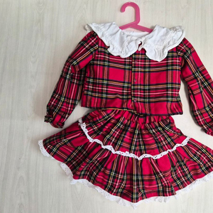 여아 체크 원피스 세트 이미지