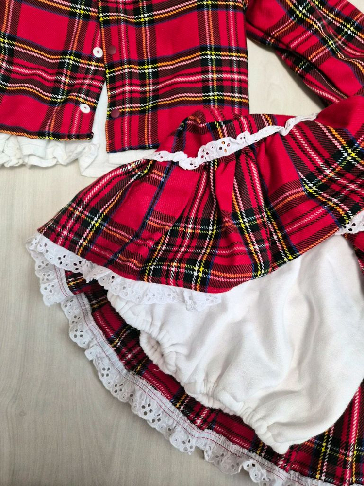 여아 체크 원피스 세트 이미지