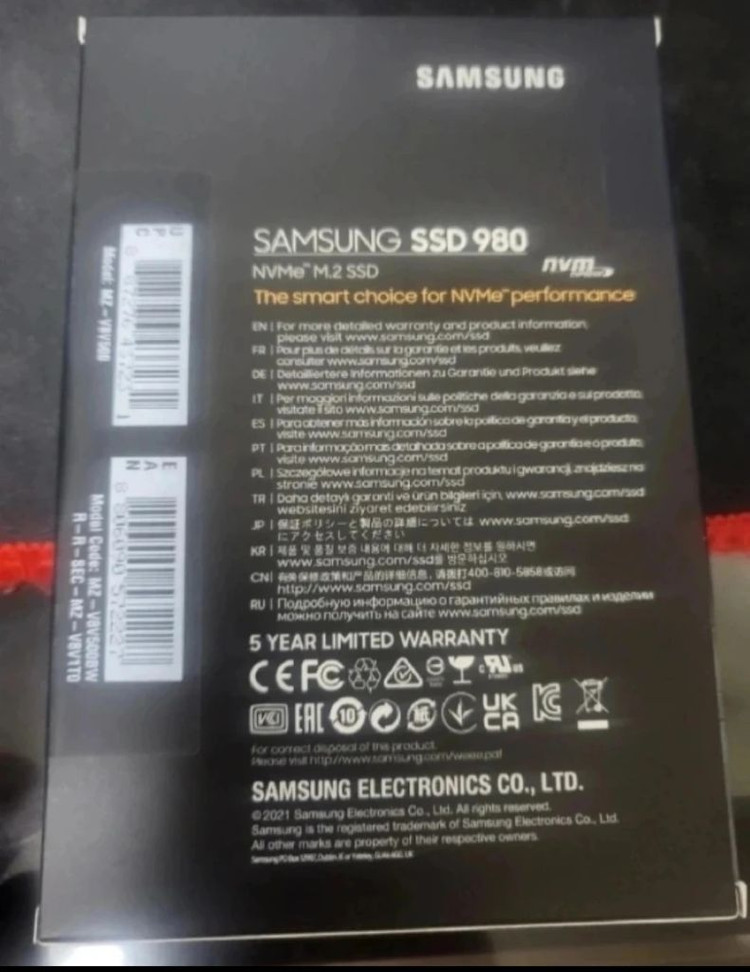 삼성 980 SSD NVME 500GB 미개봉 새상품 이미지